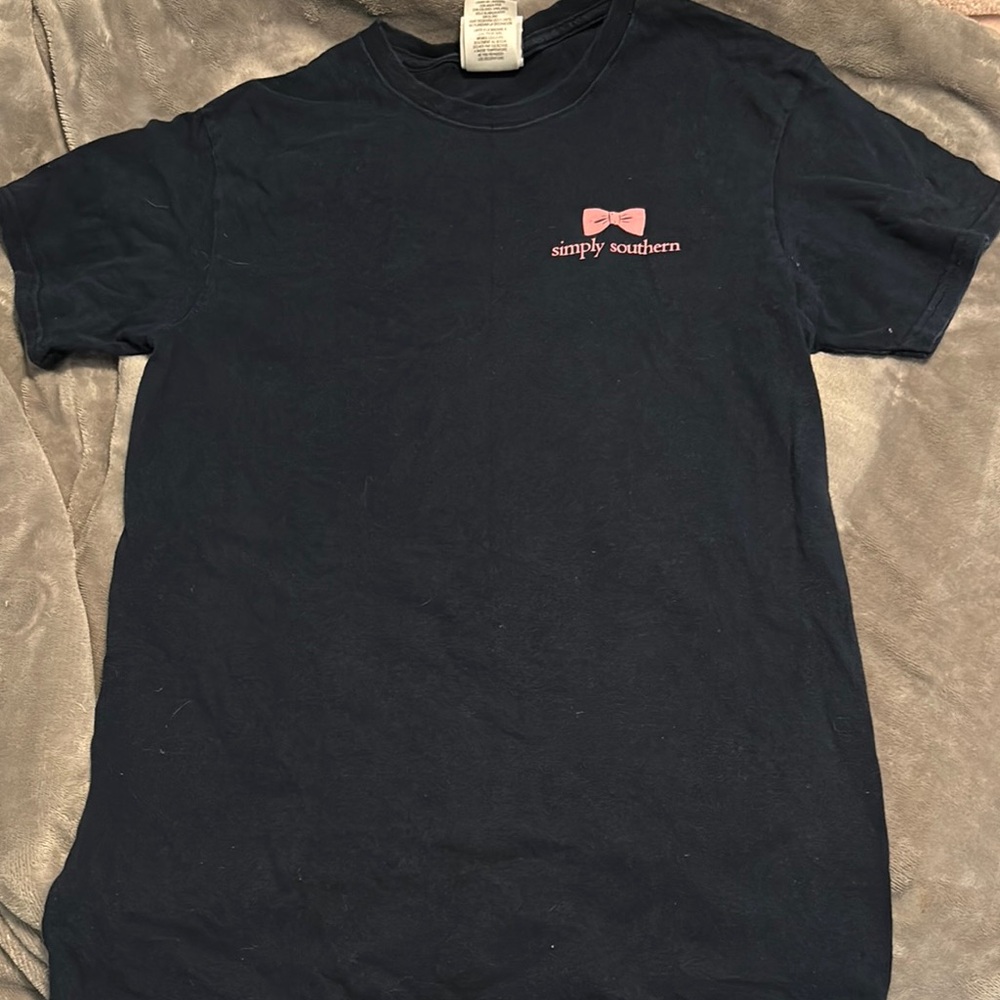 Simply Southern Black Tee with Pink Accent